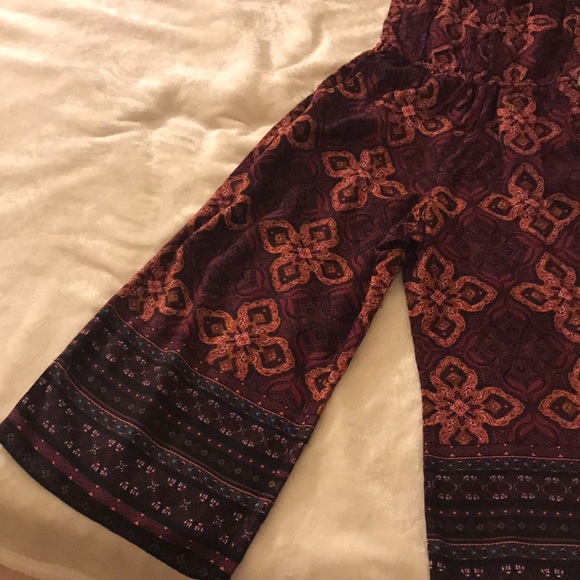 Orange Purple Burgundy Maroon Printed Off the Shoulder Cropped Romper Jumpsuit🧡 - Picture 6 of 11